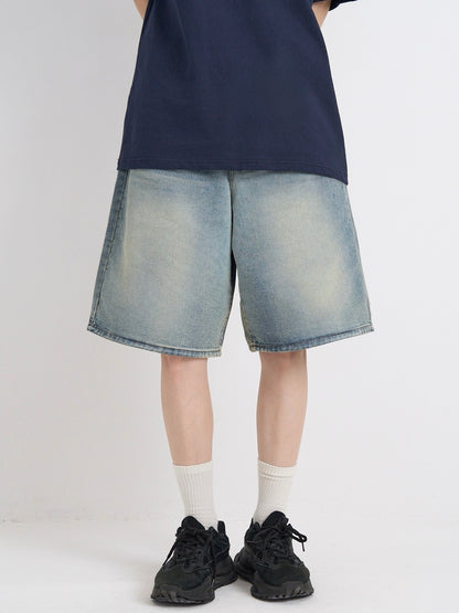 washed bermuda denim pants