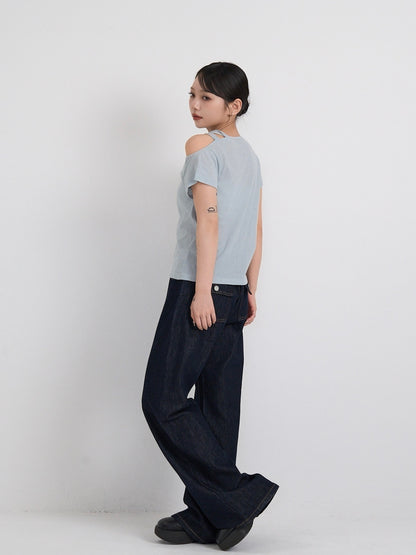 one shoulder cut tops