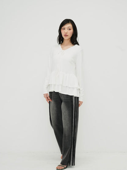 frill front ribbon cardigan