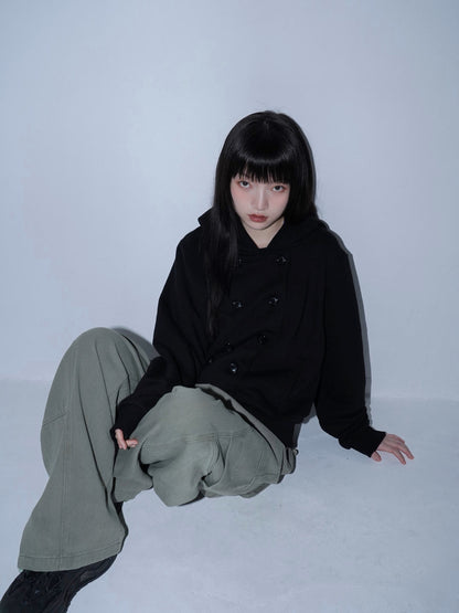 button front hooded jacket