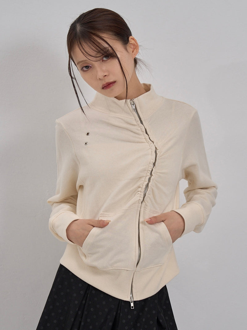 eyelet wave zip tops