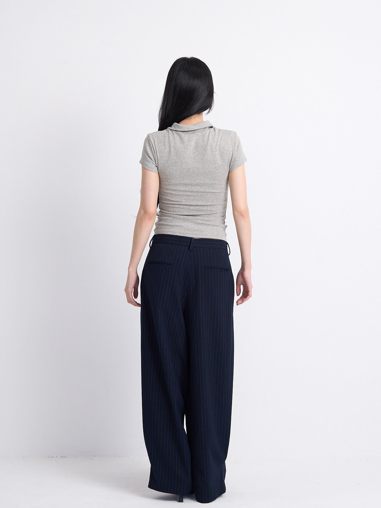 wide stripe tuck pants