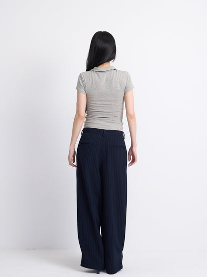 wide stripe tuck pants