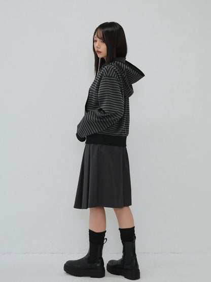 stripe pattern zip hoodie