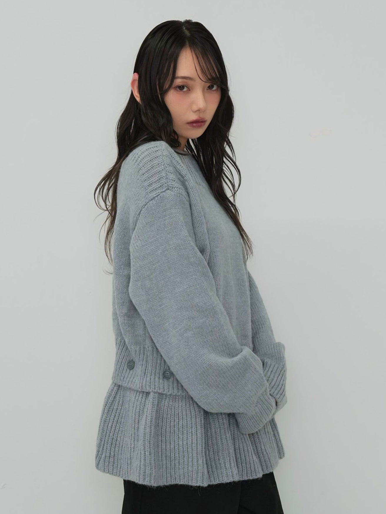 2way layered hem knit