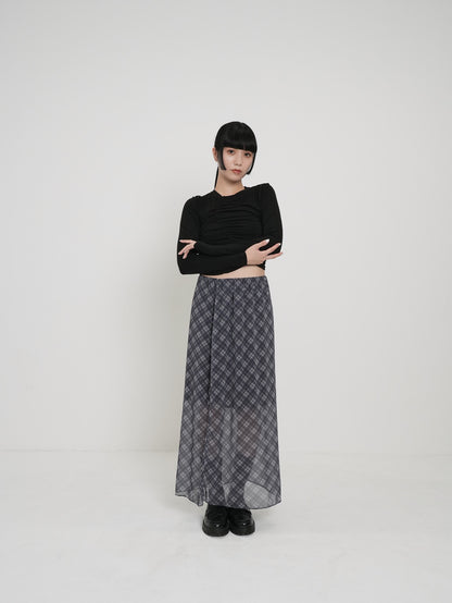 bias check sheer skirt