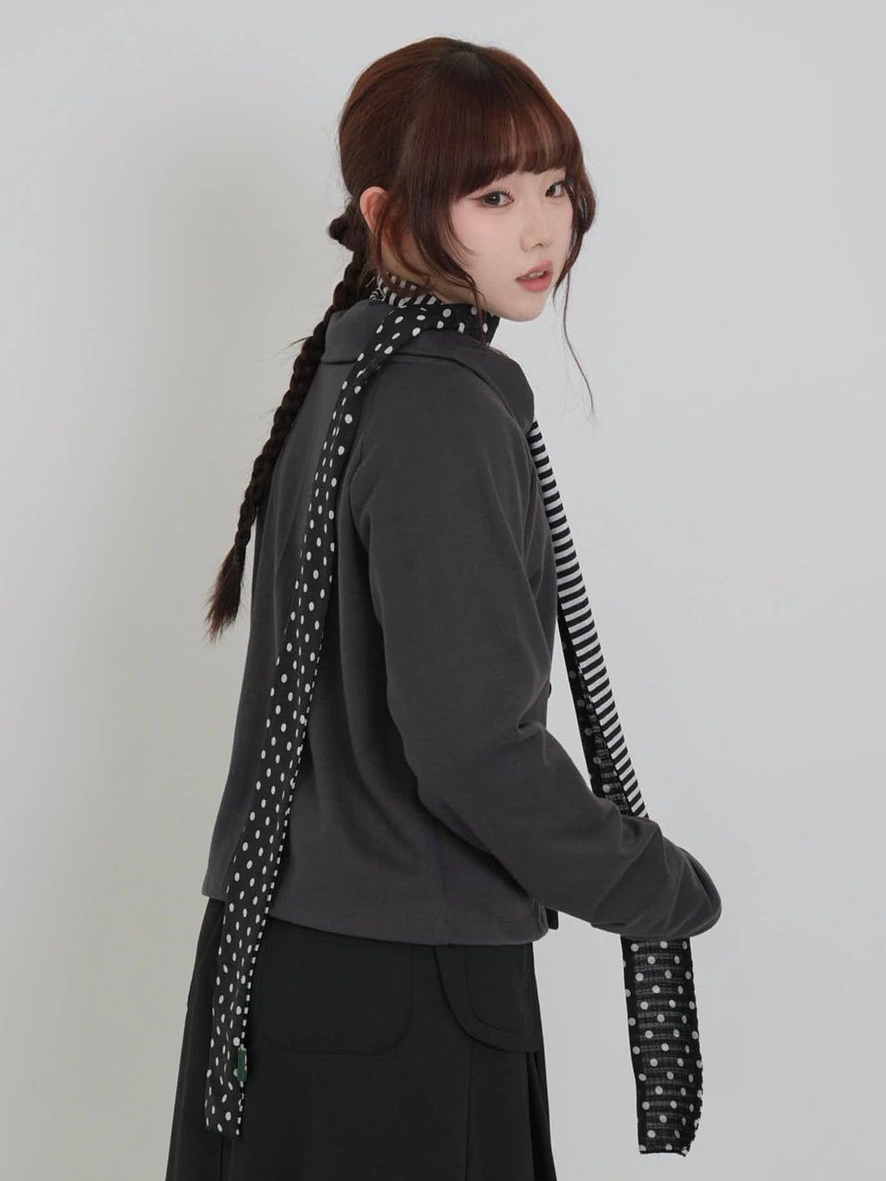 reversible dot stripe scarf