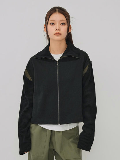 color block two way zip jacket
