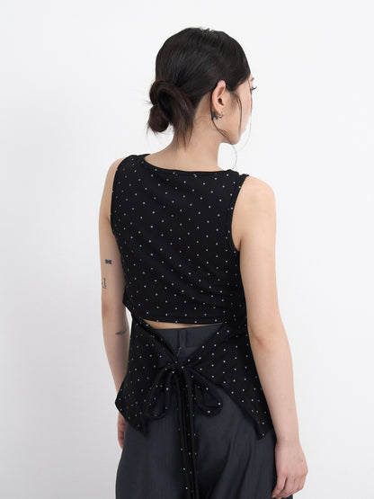 open back ribbon dot tops