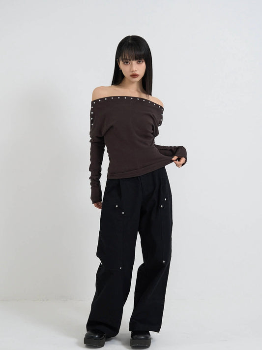 mini studs wide pants