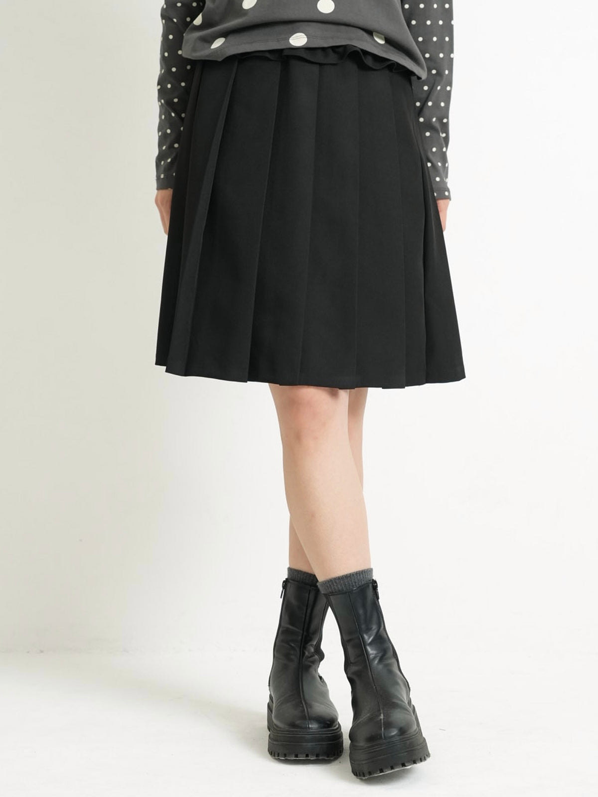frill waist pleated skirt