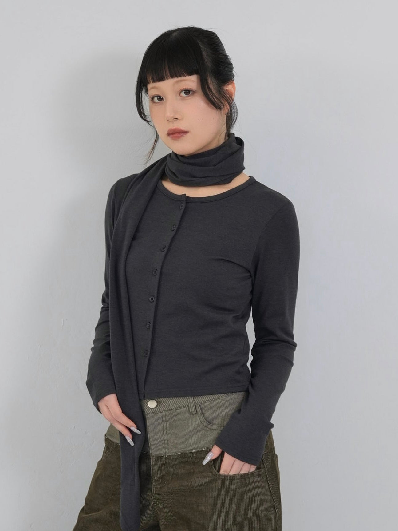 tie bustier cardigan