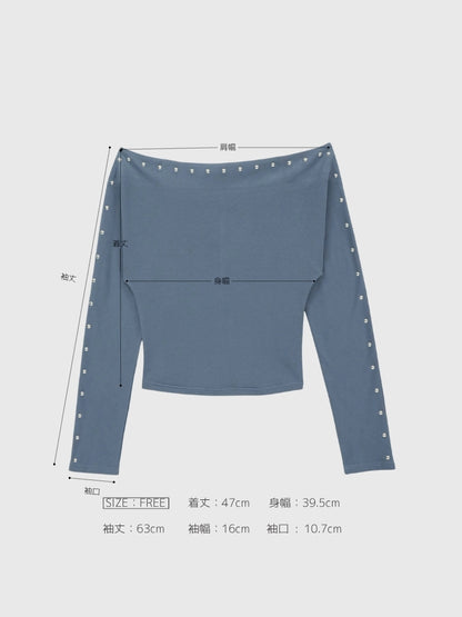 studs detail off shoulder tops