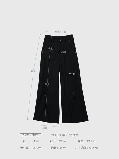 side metal snap pants