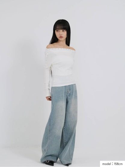 glitter wide denim pants