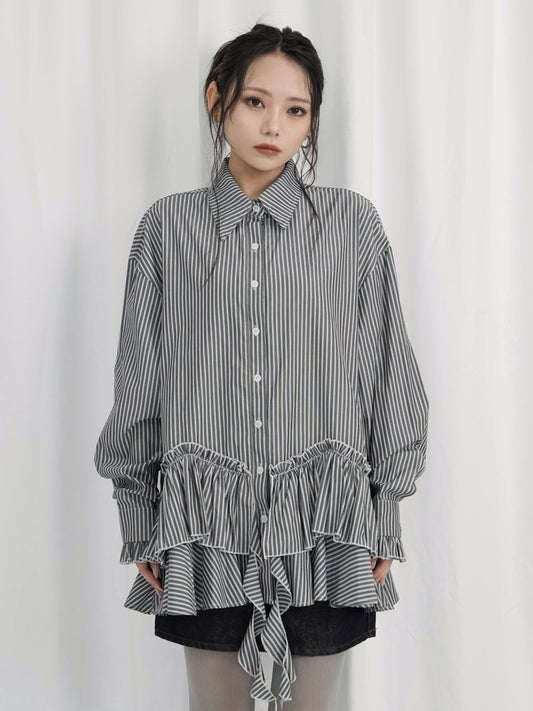 stripe frill over shirt