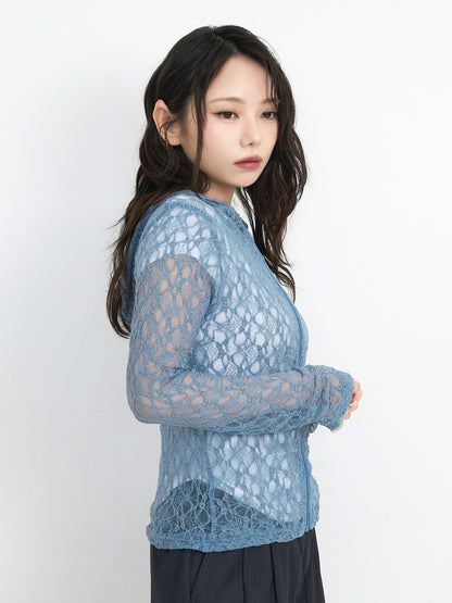 lace zip up tops