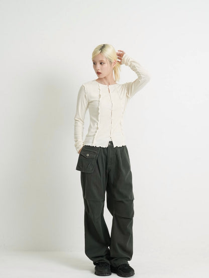 frill trim cardigan