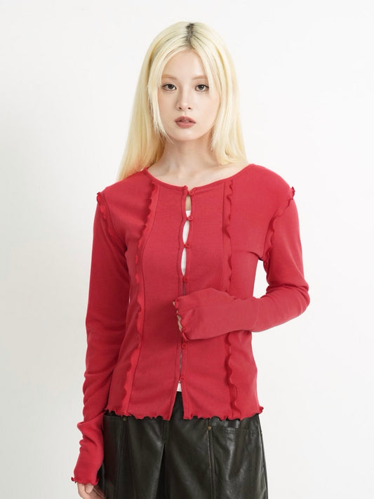 frill trim cardigan