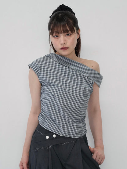 asym check blouse