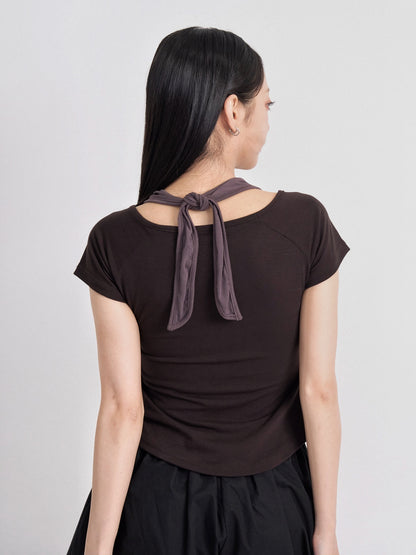 eyelet halter layered tops