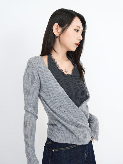 deep v neck cardigan