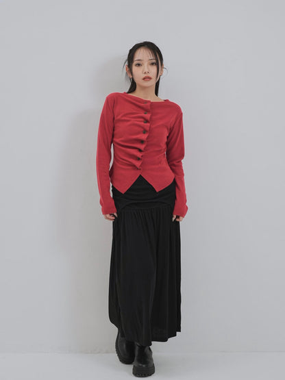 asymmetry frill blouse t