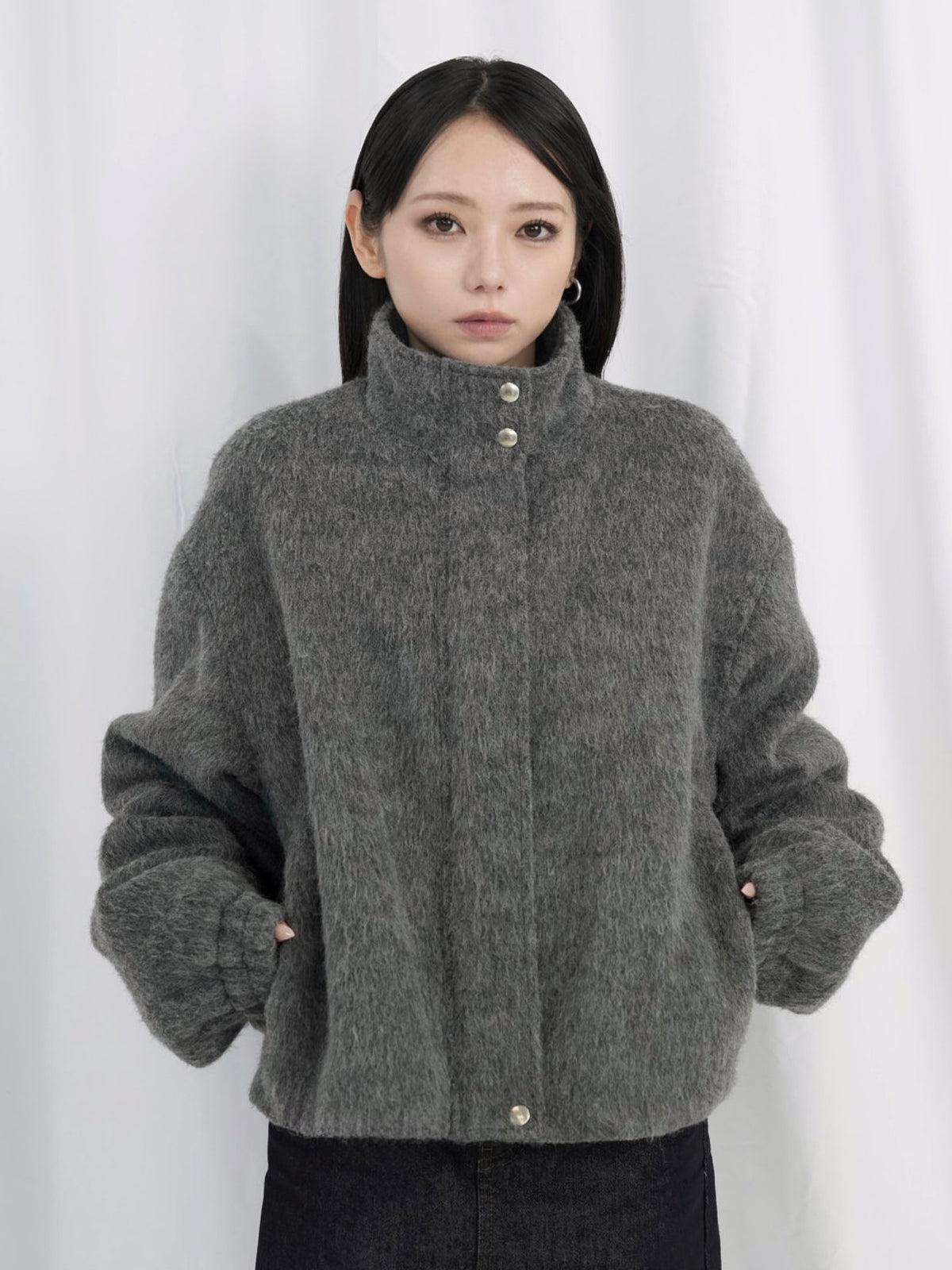 mohair snap blouson