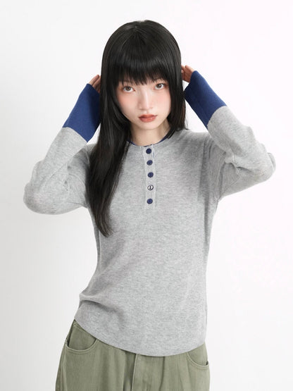 bicolor button round tops