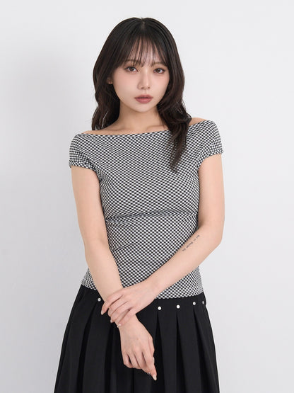gingham off shoulder tops