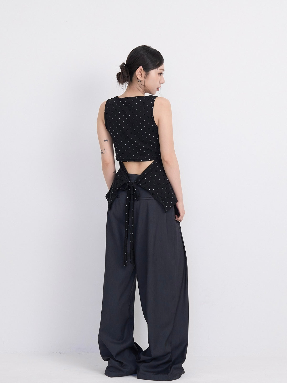 open back ribbon dot tops