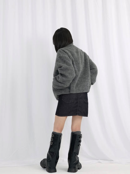 mohair snap blouson