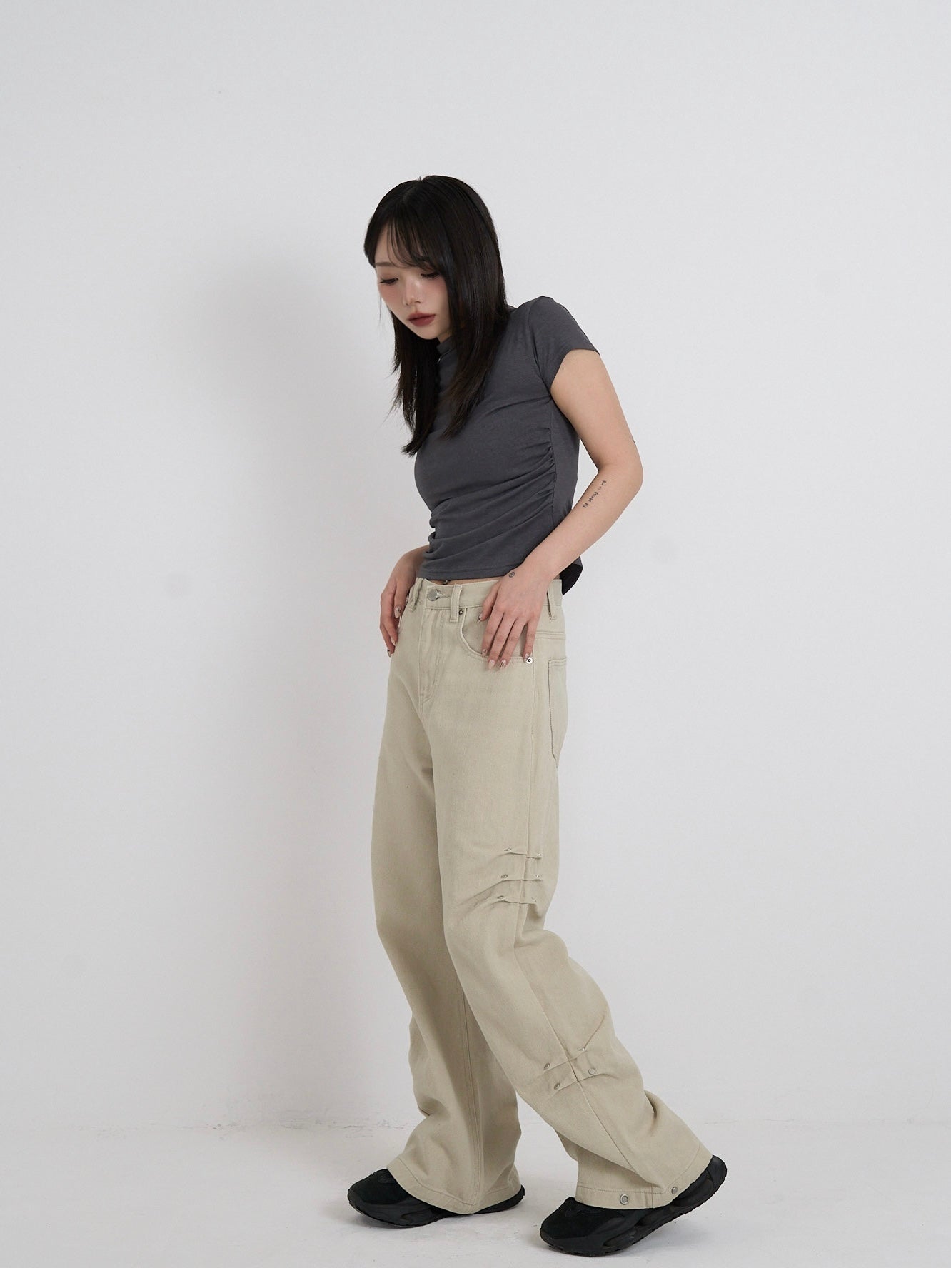cotton side eyelet pants