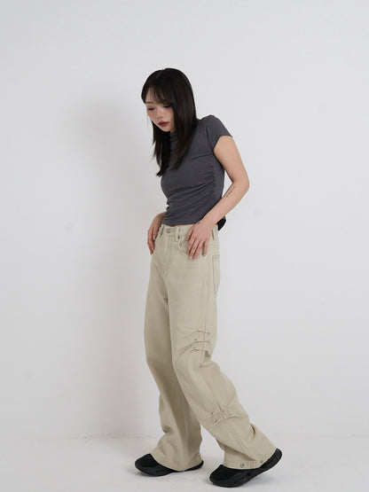 cotton side eyelet pants