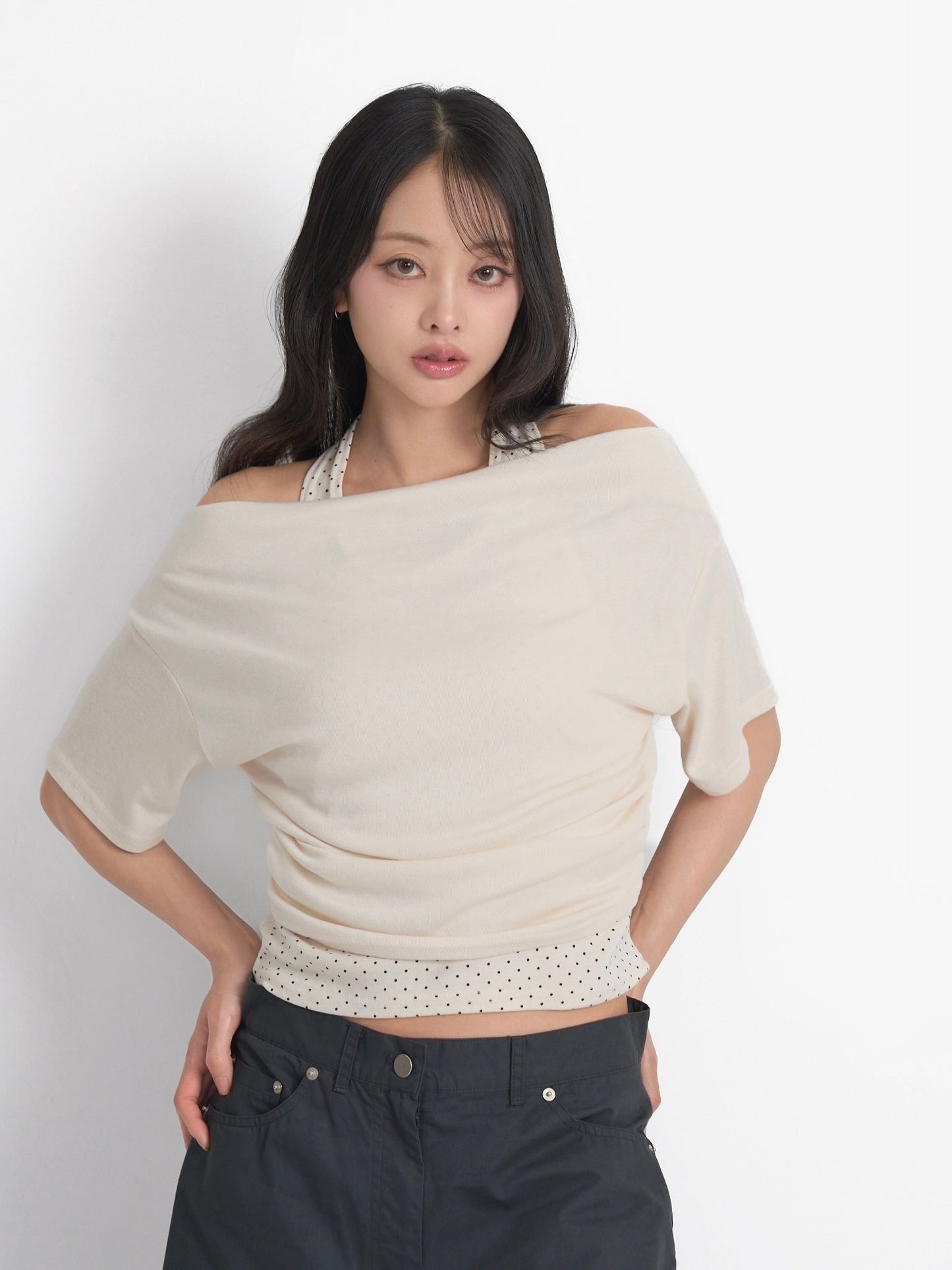 drape dot layered tops