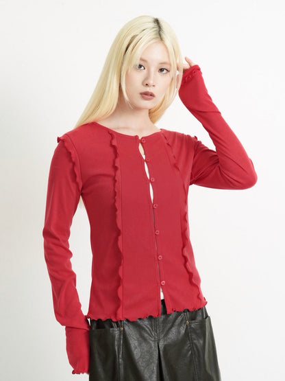 frill trim cardigan