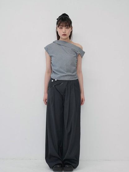 layered belt wide pants
