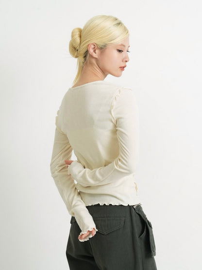 frill trim cardigan