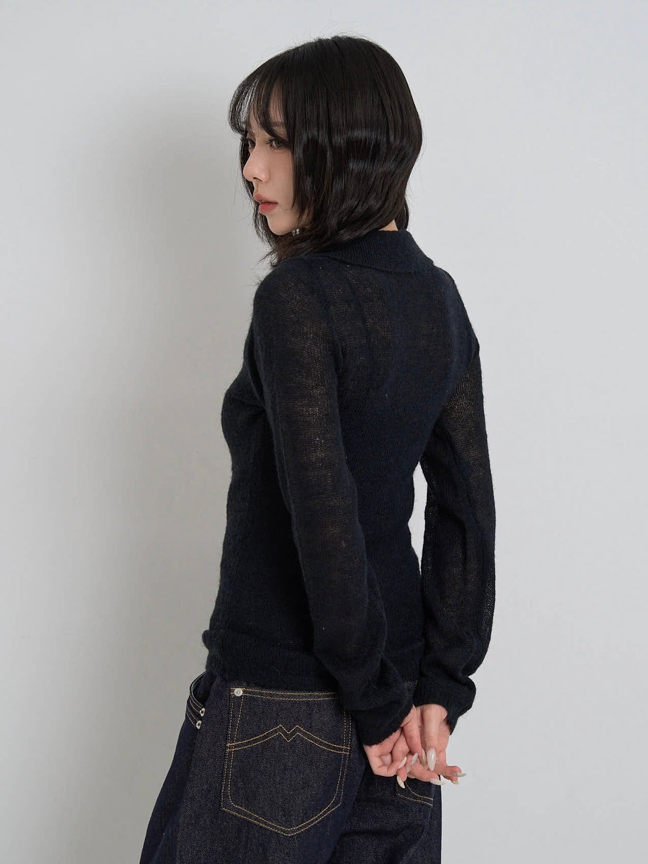 light sheer polo knit