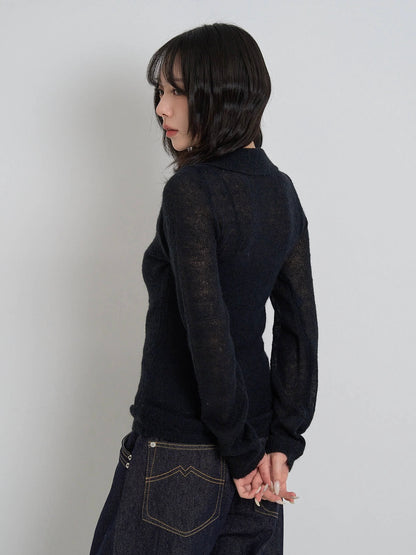 light sheer polo knit