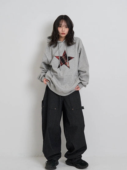 star check patch hoodie