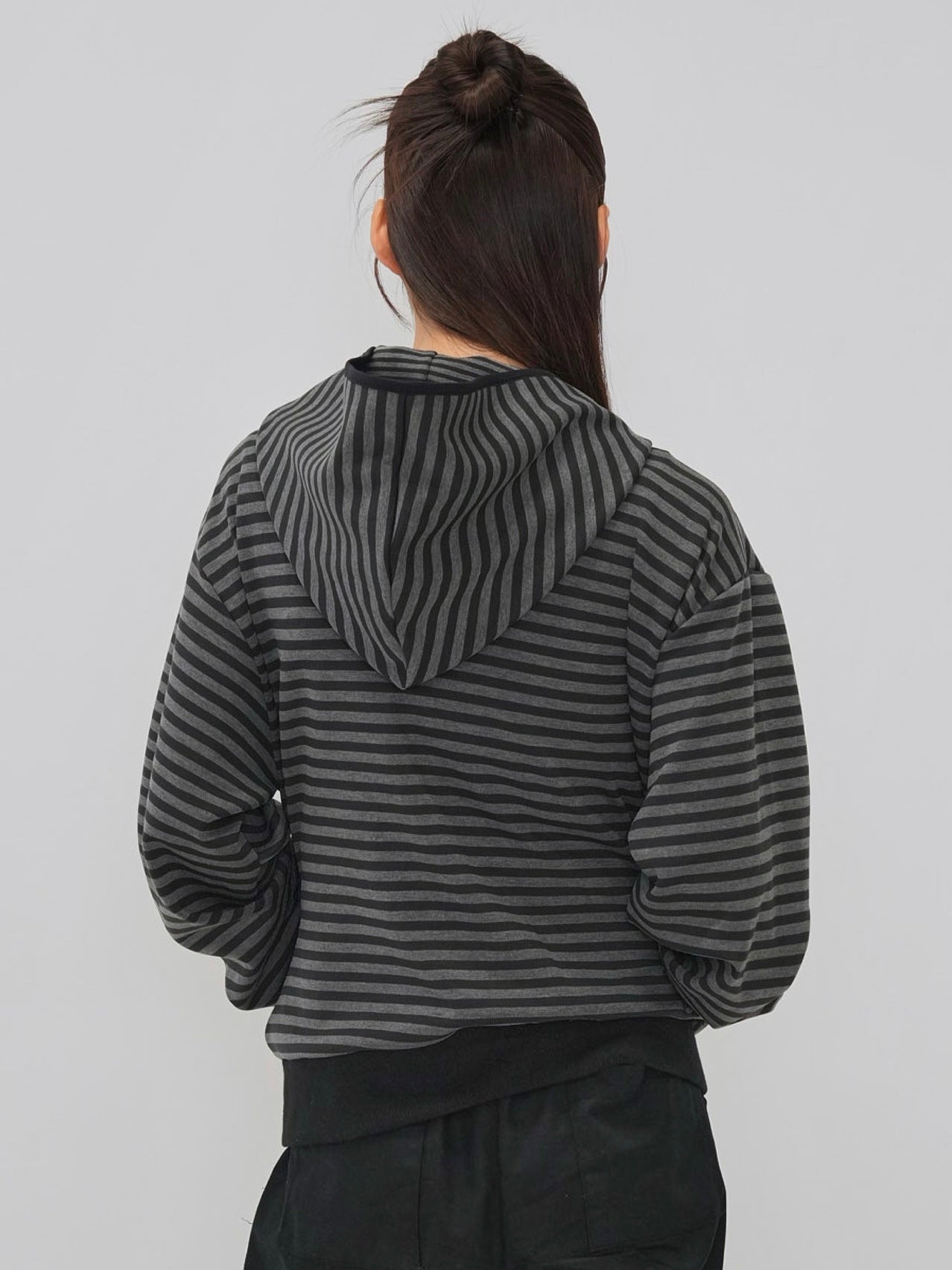stripe pattern zip hoodie