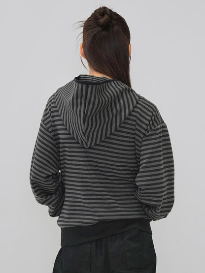 stripe pattern zip hoodie