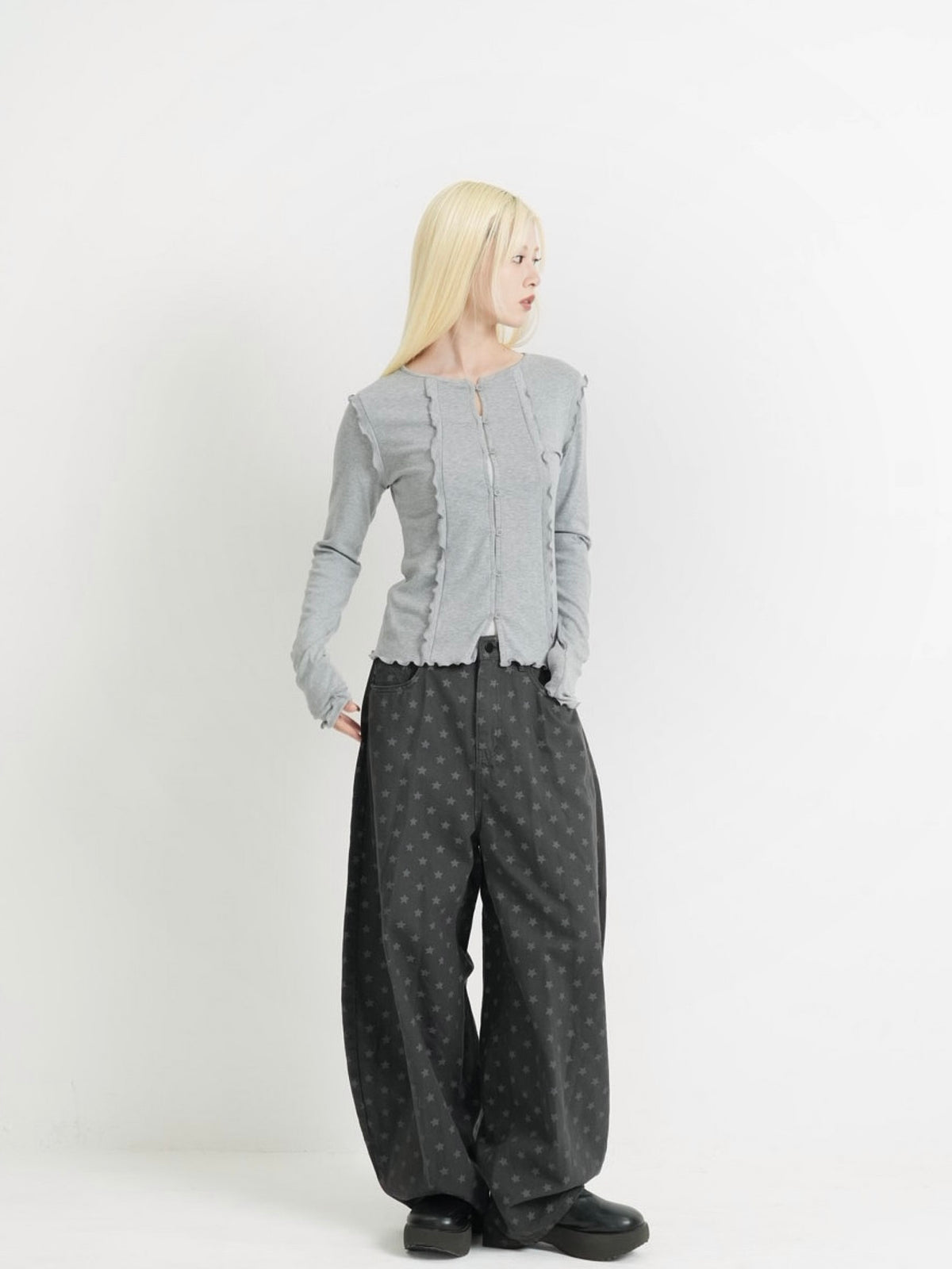 frill trim cardigan