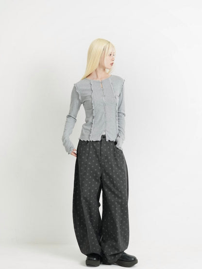 frill trim cardigan