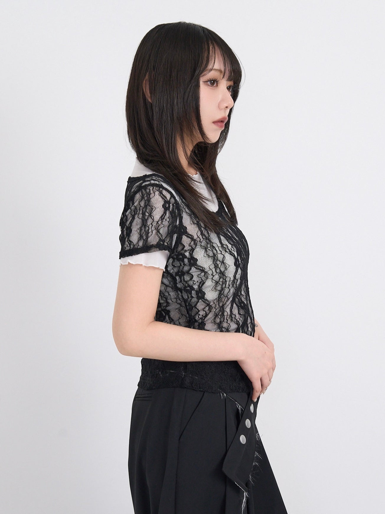 lace layered sheer tops