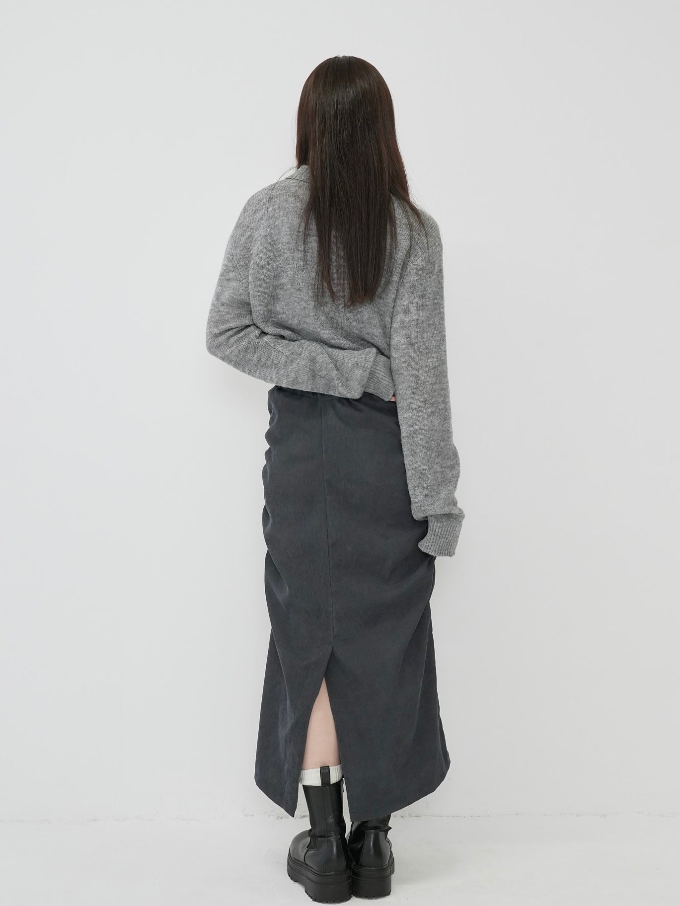 corduroy side gather skirt