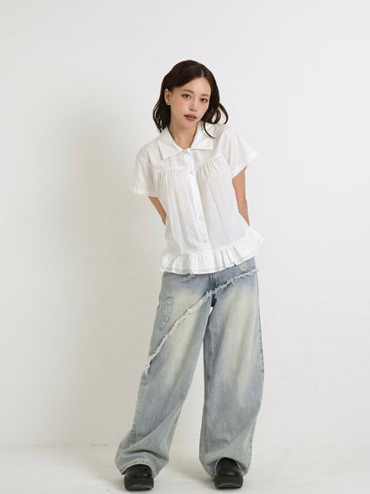 gather frill blouse
