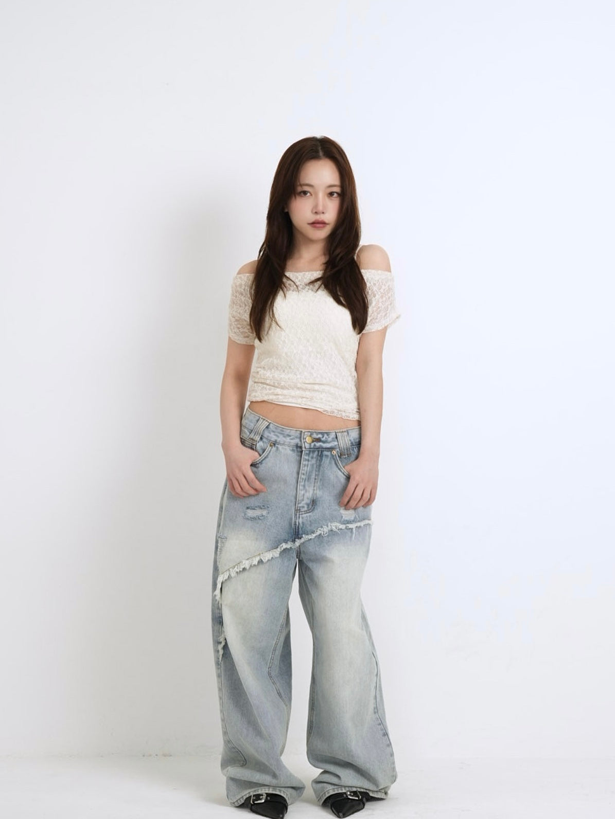 lace shirring off shoulder tops