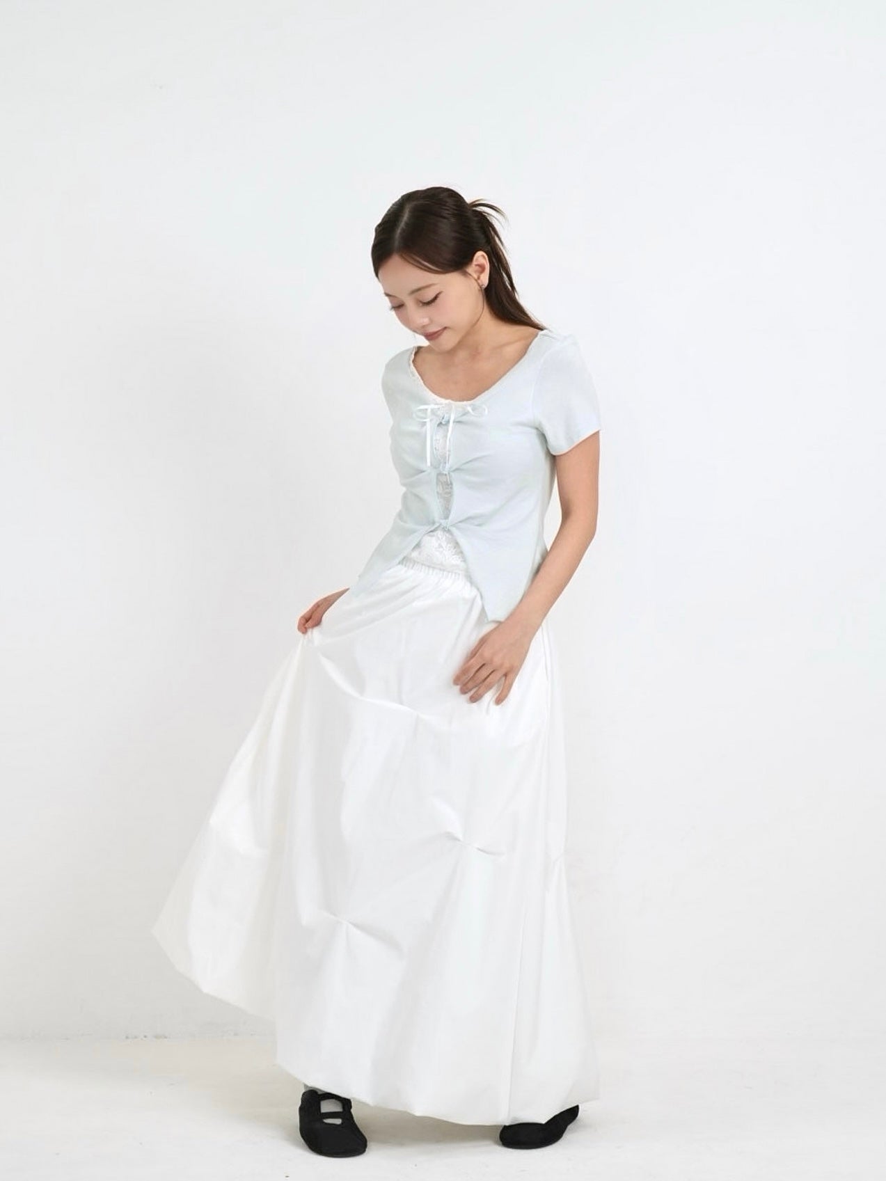 pintuck balloon skirt